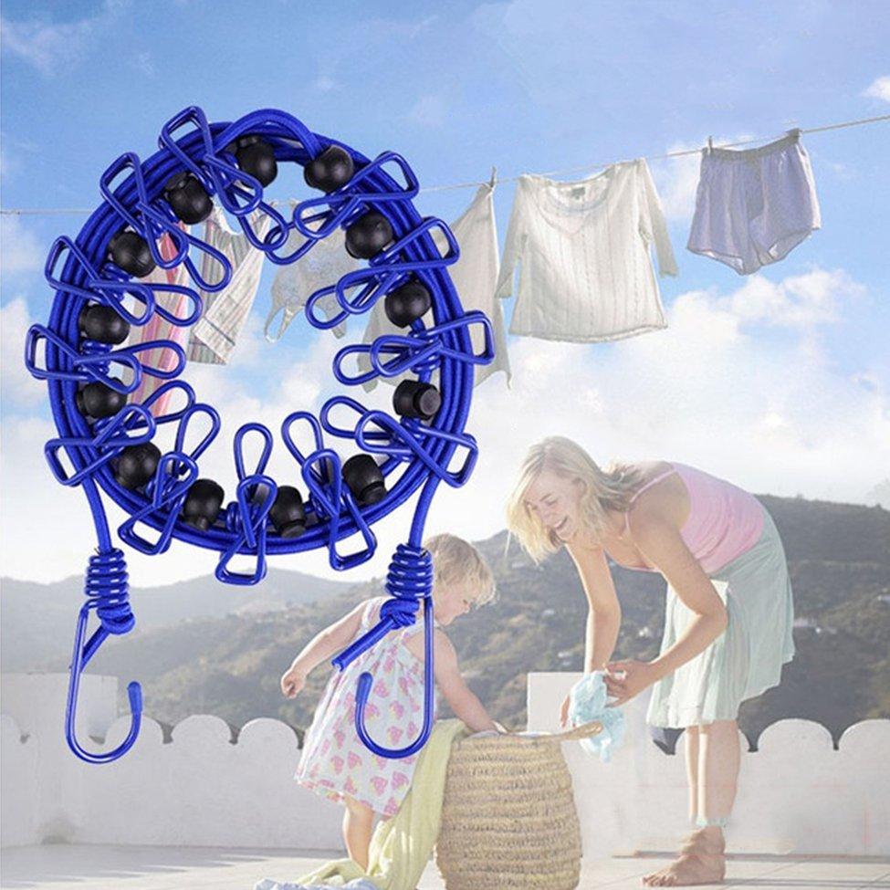 Portable Elastic Clothesline with Clips