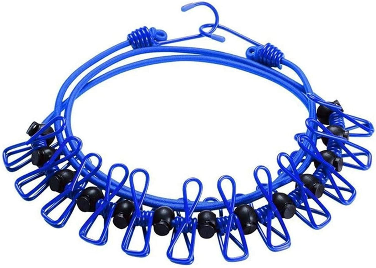 Portable Elastic Clothesline with Clips