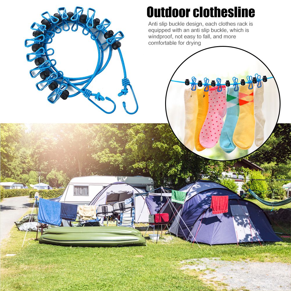 Portable Elastic Clothesline with Clips