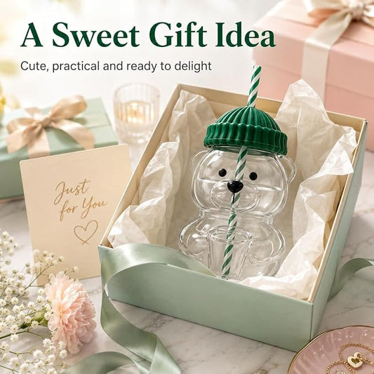 3D Teddy Bear – Glass Tumbler Sipper | 600ml
