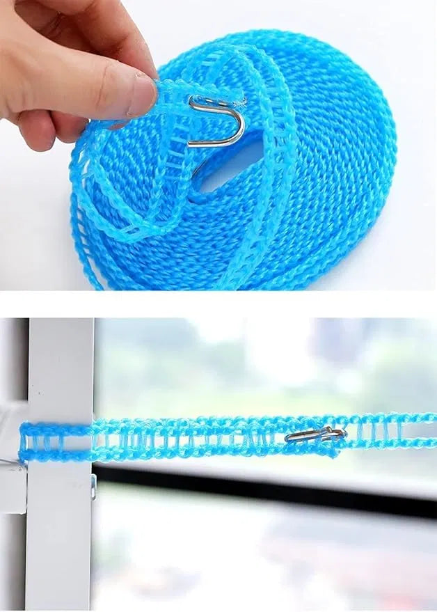 Windproof Anti-Slip Clothesline with Hooks 5M