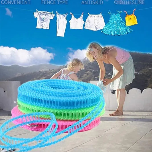 Windproof Anti-Slip Clothesline with Hooks 5M